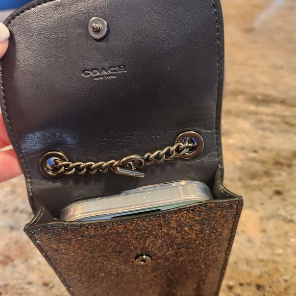 Coach North/South Phone Crossbody Rainbow Navy Blue Glitter Limited Edition - Picture 4 of 16